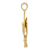 14K Yellow Gold Solid Polished 3-D Graduation Cap Pendant with Moveable Tassel view 2