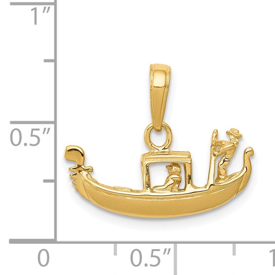 14K Solid Polished 3-D Gondola Pendant