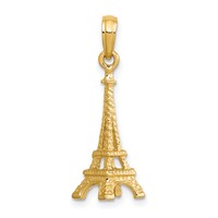 14K Yellow Gold Solid Polished 3-D Eiffel Tower Charm view 3