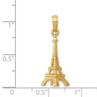 14K Yellow Gold Solid Polished 3-D Eiffel Tower Charm view 5