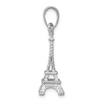 14K White Gold Solid Polished 3-D Eiffel Tower Charm view 2