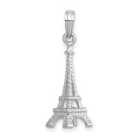 14K White Gold Solid Polished 3-D Eiffel Tower Charm view 3