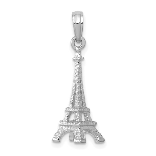 14K White Gold Solid Polished 3-D Eiffel Tower Charm