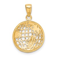 14K Yellow Gold Polished Cut-out Globe Pendant view 3