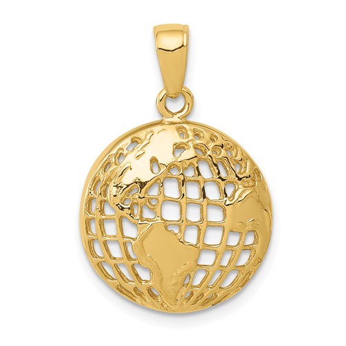 14K Yellow Gold Polished Cut-out Globe Pendant