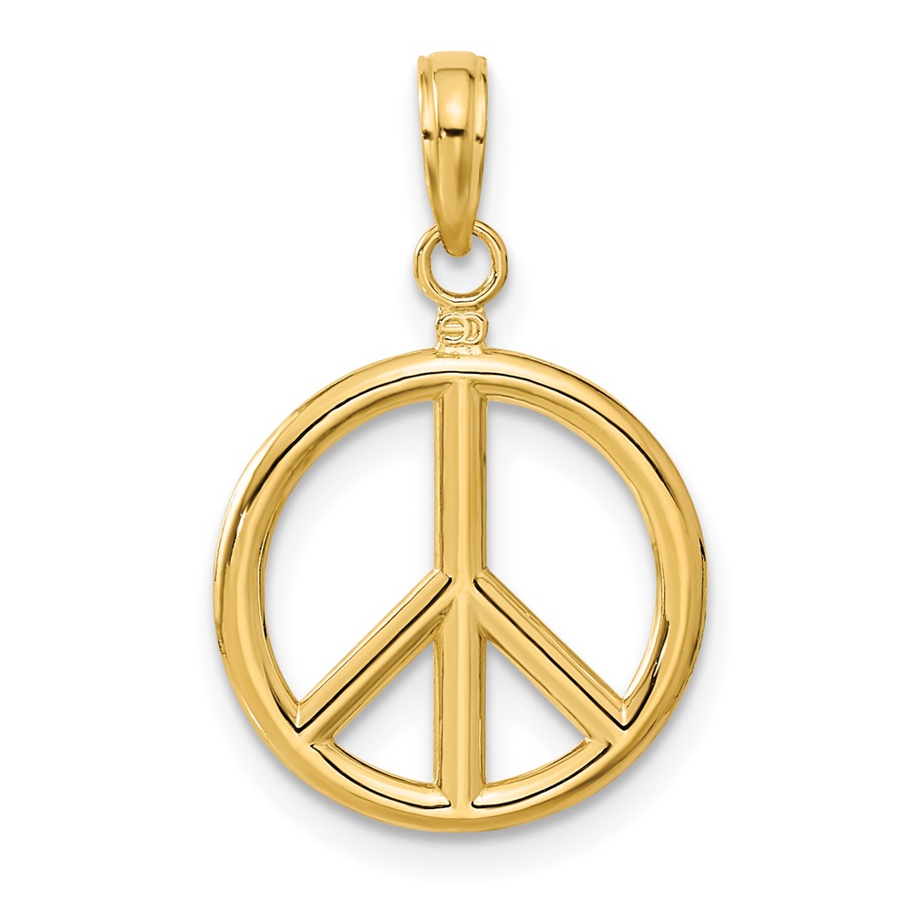 14k 3D Polished Peace Sign Charm (C2247)