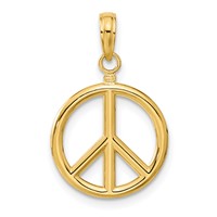 14K Yellow Gold 3-D Polished Peace Sign Charm view 3