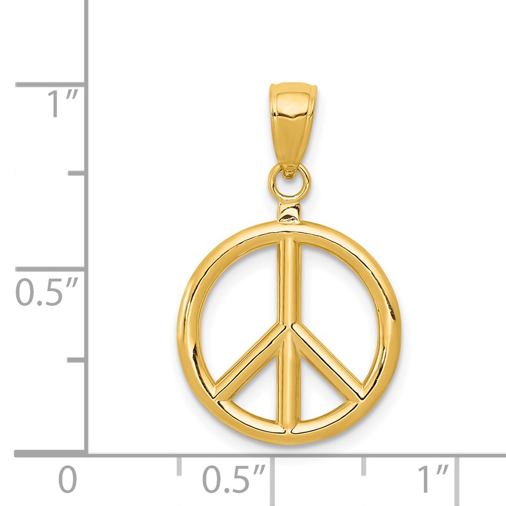 14k 3D Polished Peace Sign Charm (C2247)