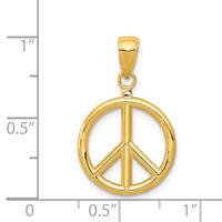 14K Yellow Gold 3-D Polished Peace Sign Charm view 4