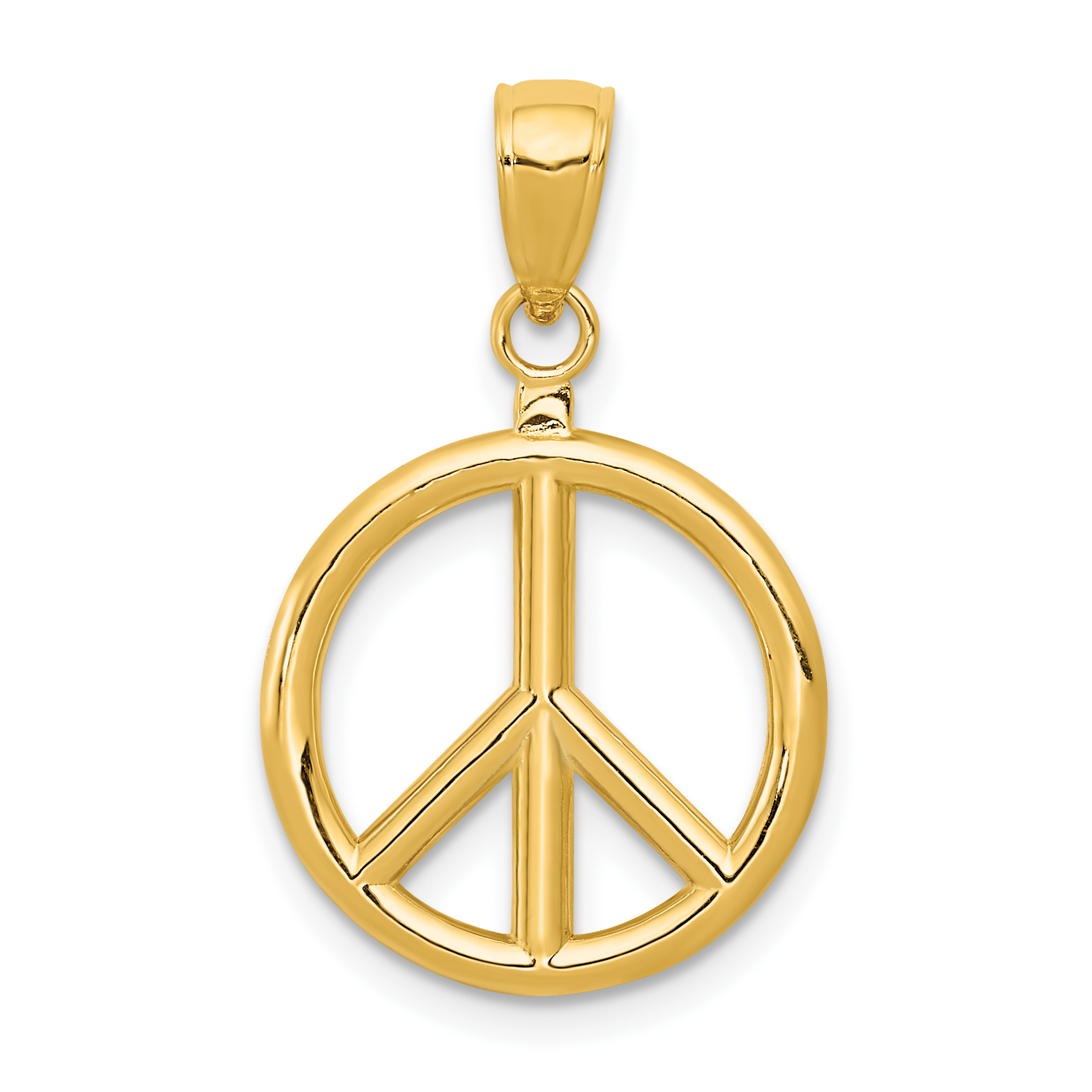 14k 3D Polished Peace Sign Charm (C2247)