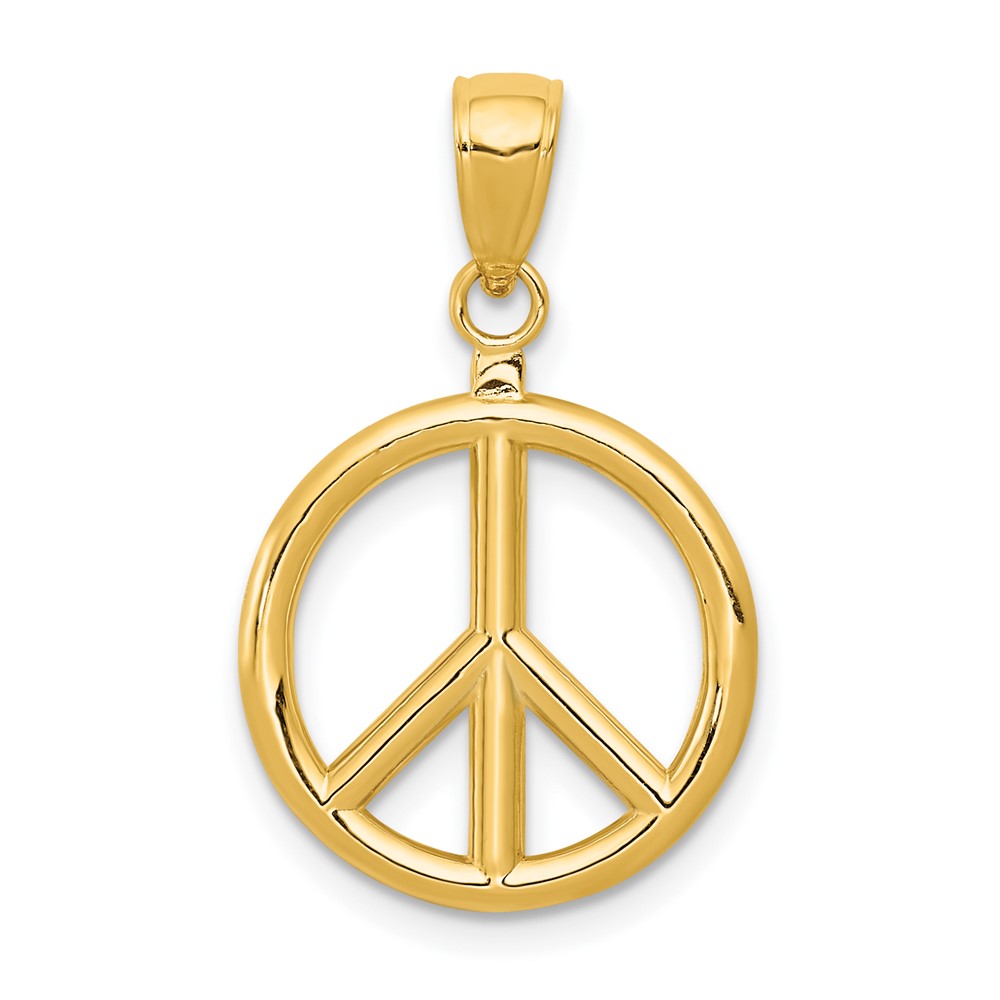 14k 3D Polished Peace Sign Charm (C2247)