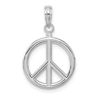 14K White Gold 3-D Polished Peace Sign Charm view 3