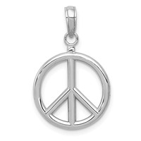 14K White Gold 3-D Polished Peace Sign Charm view 1