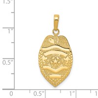 14K Yellow Gold Polished Police Badge Pendant with Engravable Area view 4