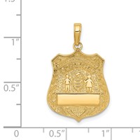 14K Yellow Gold Large Police Badge Pendant with Engravable Area view 4