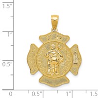 14K Yellow Gold Large FD St. Florian Badge Pendant view 4