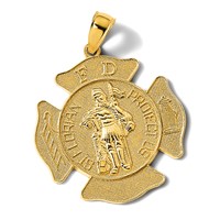14K Yellow Gold Large FD St. Florian Badge Pendant view 5