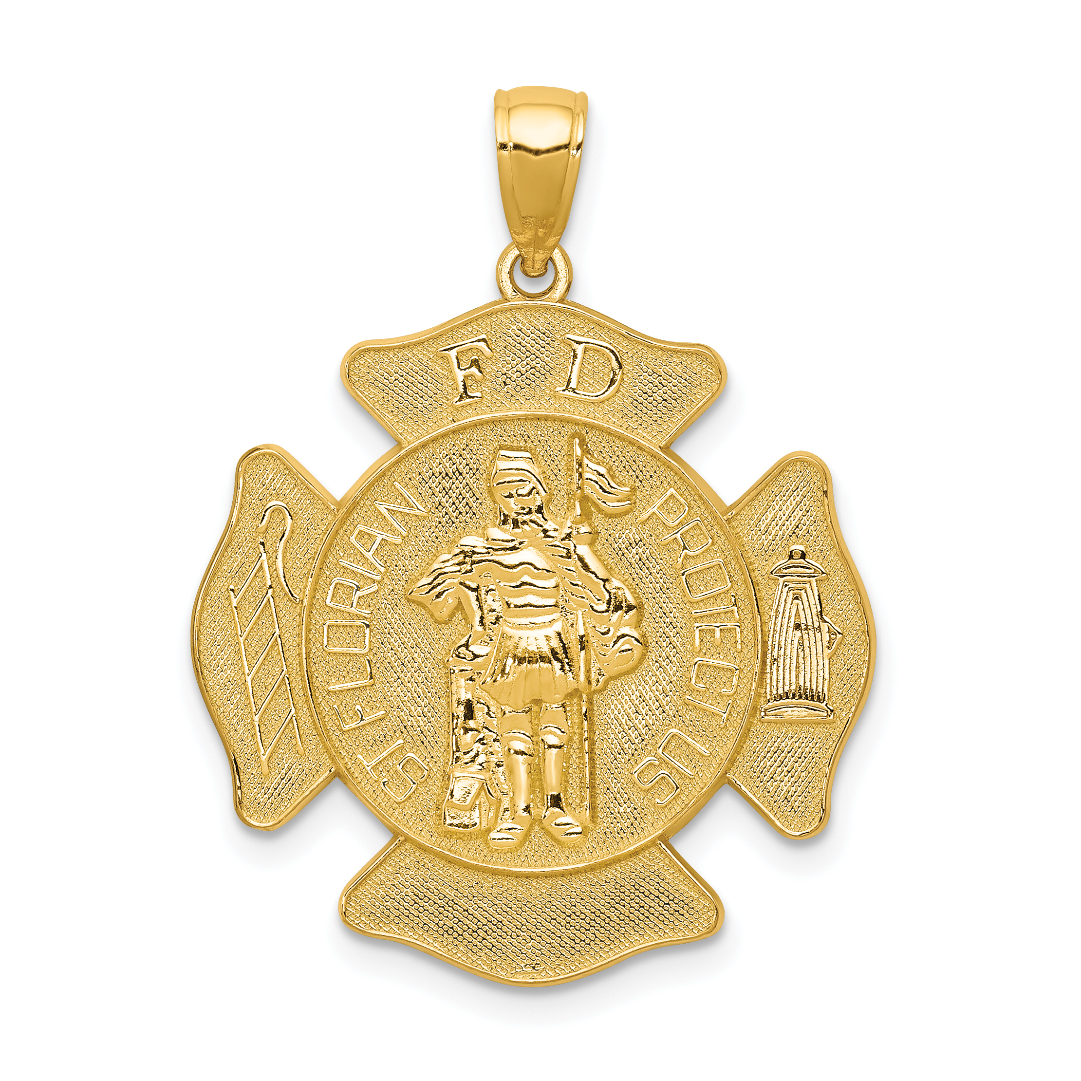 14k Large FD St. Florian Badge Pendant (C2257)