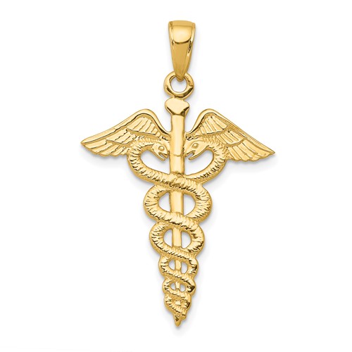 14K Yellow Gold Caduceus Pendant