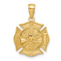 14K Yellow Gold Reversible Fire Department Shield Pendant view 3