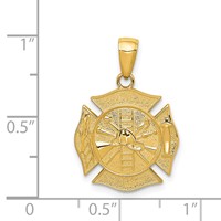 14K Yellow Gold Reversible Fire Department Shield Pendant view 4