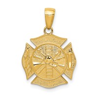 14K Yellow Gold Reversible Fire Department Shield Pendant view 1