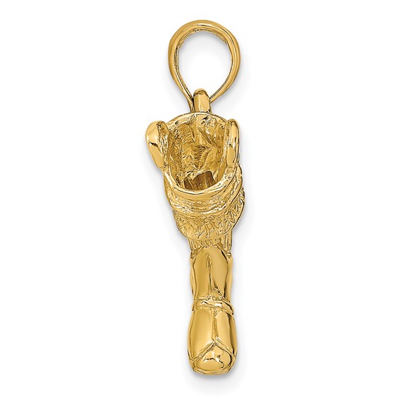 14k 3-D Large Firefighter Boot Pendant
