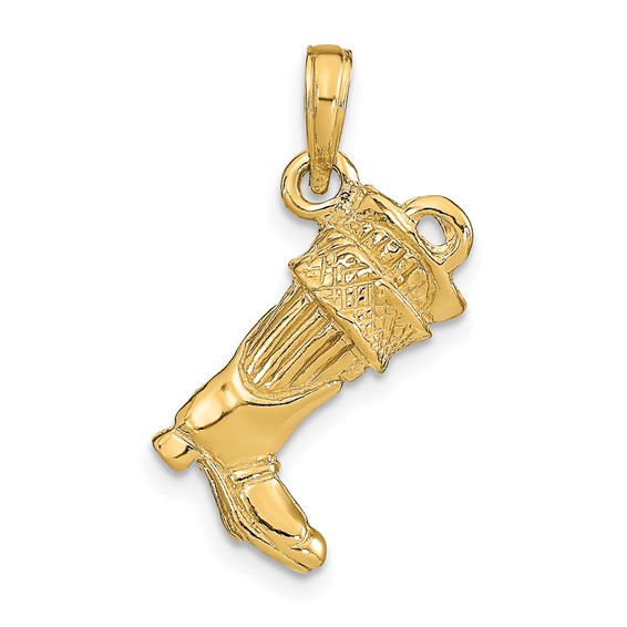 14k 3-D Large Firefighter Boot Pendant