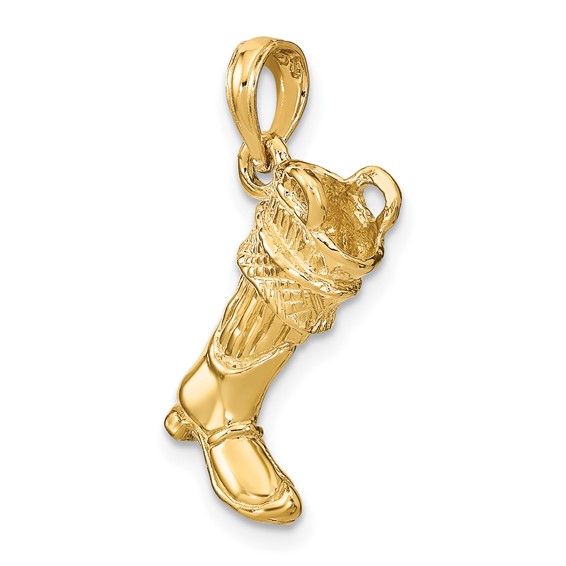 14k 3-D Large Firefighter Boot Pendant
