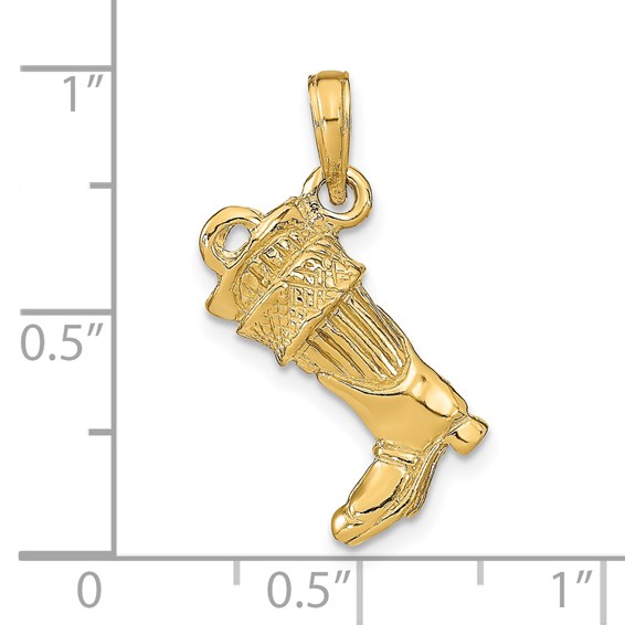 14k 3-D Large Firefighter Boot Pendant