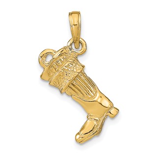 14k 3-D Large Firefighter Boot Pendant