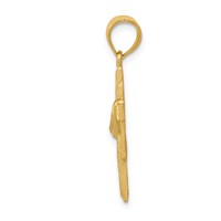 14K Yellow Gold Satin Draped Cross Pendant view 2