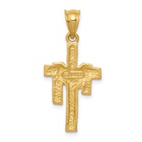 14K Yellow Gold Satin Draped Cross Pendant view 4