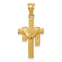 14K Yellow Gold Satin Draped Cross Pendant view 1