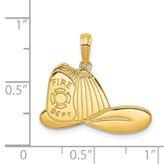 14k Large FIRE DEPT Firefighter Helmet Pendant