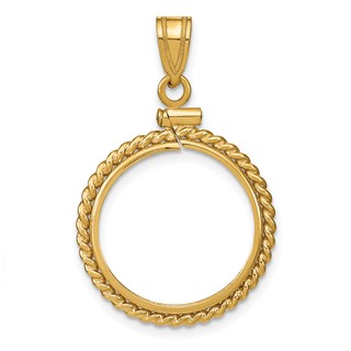 14ky Twisted Wire Screw Top Coin Bezel Pendant                        