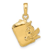 14K Yellow Gold Satin 3-D Cosmetic Pouch Pendant view 3