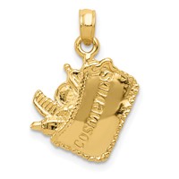 14K Yellow Gold Satin 3-D Cosmetic Pouch Pendant view 1