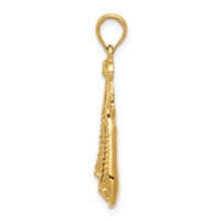 14K Solid Satin Polished Ballet Slippers Pendant view 2