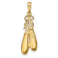 14K Solid Satin Polished Ballet Slippers Pendant view 3