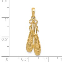14K Solid Satin Polished Ballet Slippers Pendant view 4