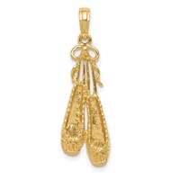 14K Solid Satin Polished Ballet Slippers Pendant view 1