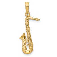 14K Yellow Gold Solid Polished 3-D Saxophone Charm view 3
