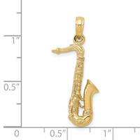 14K Yellow Gold Solid Polished 3-D Saxophone Charm view 4