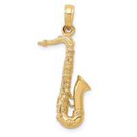 14K Yellow Gold Solid Polished 3-D Saxophone Charm view 1