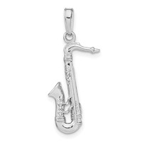 14K White Gold Solid Polished 3-D Saxophone Charm view 3