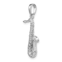 14K White Gold Solid Polished 3-D Saxophone Charm view 4