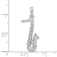 14K White Gold Solid Polished 3-D Saxophone Charm view 5