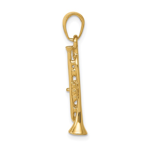 Gold Polished 3D Trumpet Pendant