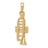 14K Yellow Gold Solid Polished 3-D Trumpet Pendant view 1